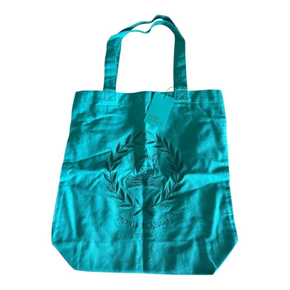 NWT Posh Peanut Teal Limited Edition HTF Frenchie Tote Bag